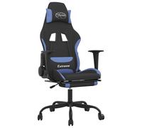 vidaXL Fauteuil de jeu pivotant avec repose-pied Noir et bleu Tissu Multicolore