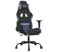 vidaXL Fauteuil de jeu pivotant avec repose-pied Noir et bleu Tissu