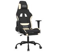vidaXL Fauteuil de jeu pivotant avec repose-pied Noir et crème Tissu