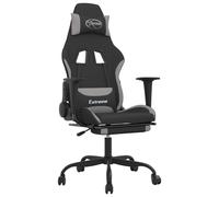 vidaXL Fauteuil de jeu pivotant avec repose-pied Noir et gris clair