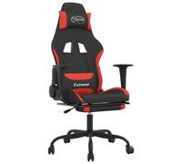 vidaXL Fauteuil de jeu pivotant avec repose-pied Noir et rouge Tissu