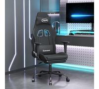 vidaXL Fauteuil de jeu pivotant avec repose-pied Noir Tissu