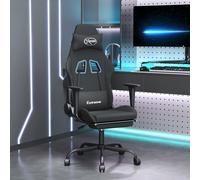 Vidaxl Fauteuil De Jeu Pivotant Avec Repose-Pied Noir Tissu Noir