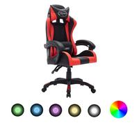 vidaXL Fauteuil de Jeux Vidéo avec LED Fauteuil de Bureau Chaise de Course Chaise d'Ordinateur Fauteuil Inclinable RVB Rouge 287997