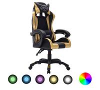 vidaXL Fauteuil de jeux vidéo avec LED RVB Doré et noir Similicuir287998 Multicolore G