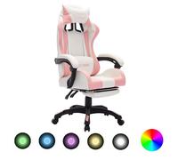 vidaXL Fauteuil de Jeux Vidéo avec LED Fauteuil de Bureau Chaise de Course Fauteuil Inclinable Chaise d'Ordinateur RVB Rose 288014