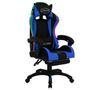 Vidaxl Fauteuil De Jeux Vidéo Avec Led Rvb Bleu Et Noir Similicuir Noir