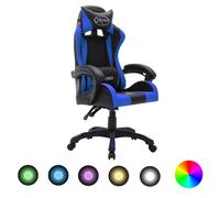 Vidaxl Fauteuil De Jeux Vidéo Avec Led Rvb Bleu Et Noir Similicuir Noir