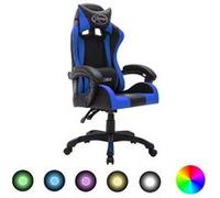 vidaXL Fauteuil de jeux vidéo avec LED RVB Bleu et noir Similicuir287996 Multicolore G