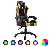 vidaXL Fauteuil de jeux vidéo avec LED RVB Doré et noir Similicuir287998 Multicolore G