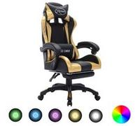 Vidaxl Fauteuil De Jeux Vidéo Avec Led Rvb Doré Et Noir Similicuir Noir
