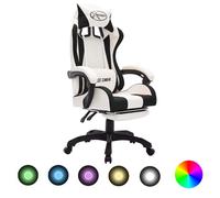 Vidaxl Fauteuil De Jeux Vidéo Avec Led Rvb Noir Et Blanc Similicuir Blanc
