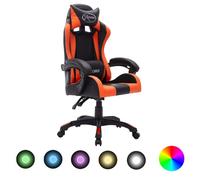 Vidaxl Fauteuil De Jeux Vidéo Avec Led Rvb Orange Et Noir Similicuir Orange
