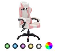 vidaXL Fauteuil de jeux vidéo avec LED RVB Rose et noir Similicuir