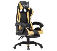 vidaXL Fauteuil de jeux vidéo avec repose-pied Doré et noir Similicuir