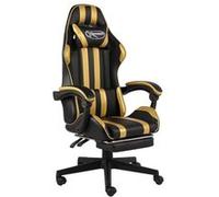 vidaXL Fauteuil de jeux vidéo avec repose-pied Noir et doré Similicuir20528 Or G