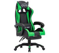 vidaXL Fauteuil de jeux vidéo avec repose-pied Vert et noir Similicuir