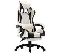 vidaXL Fauteuil de jeux vidéo et repose-pied Noir et blanc Similicuir