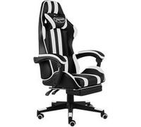 vidaXL Fauteuil de jeux vidéo et repose-pied Noir et blanc Similicuir20531 Blanc G