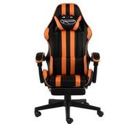 vidaXL Fauteuil de jeux vidéo et repose-pied Noir et orange Similicuir Orange G