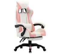 vidaXL Fauteuil de jeux vidéo et repose-pied Rose et blanc Similicuir