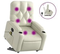vidaXL Fauteuil de massage avec releveur Crème Similicuir