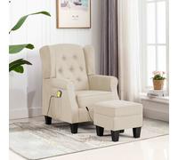 vidaXL Fauteuil de massage avec repose-pied Crème Tissu Multicolore
