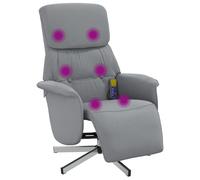 Fauteuil Inclinable de Massage et Repose-pieds, Siège avec Accoudoirs, Chaise de Relaxation avec Dossier Salon, Moderne, Gris Clair Tissu
