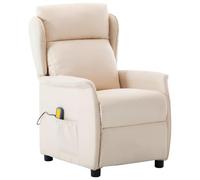 vidaXL Fauteuil de massage crème avec accoudoirs réglables et plein de fonctions relaxantes pour le salon, fauteuil électrique inclinable, style contemporain, confort de ouf, détente