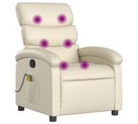vidaXL Fauteuil de Massage Inclinable, Chaise de Relaxation avec Dossier, Siège avec Repose-Pied, Fauteuil TV de Salon, Moderne, Crème Similicuir