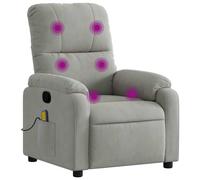 vidaXL Fauteuil de massage gris clair tissu microfibre