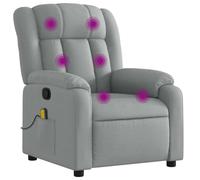 vidaXL Fauteuil de massage inclinable avec repose-pieds, dossier et accoudoirs – Tissu gris clair