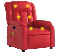 vidaXL Fauteuil de Massage Inclinable, Chaise avec Repose-Pieds, Siège avec Dossier et Accoudoirs Salle de Séjour, Moderne, Rouge Similicuir