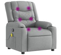 vidaXL Fauteuil de Massage Inclinable, Chaise avec Repose-Pieds, Siège avec Dossier et Accoudoirs Salle de Séjour, Moderne, Gris Clair Tissu