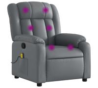 vidaXL Fauteuil de Massage Inclinable, Chaise avec Repose-Pieds, Siège avec Dossier et Accoudoirs Salle de Séjour, Moderne, Gris Similicuir