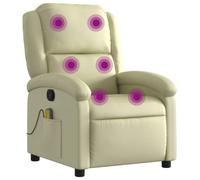 vidaXL Fauteuil de massage inclinable crème cuir véritable