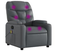 vidaXL Fauteuil de Massage Inclinable, Chaise de Relaxation avec Dossier et Repose-Pied Réglables, Siège Électrique de Salon, Moderne, Gris Similicuir