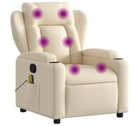 vidaXL Fauteuil de Massage Inclinable, Chaise de Relaxation avec Dossier et Repose-Pied Réglables, Siège Électrique de Salon, Moderne, Crème Tissu