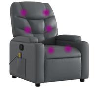 vidaXL Fauteuil de Massage Inclinable, Chaise de Relaxation avec Dossier et Repose-Pied Réglables, Siège Électrique de Salon, Moderne, Gris Similicuir