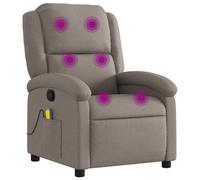 vidaXL Fauteuil de Massage Inclinable, Chaise de Relaxation avec Dossier et Repose-Pied, Siège Inclinable, Fauteuil TV, Moderne, Taupe Tissu