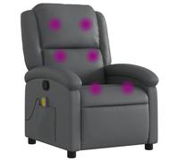 vidaXL Fauteuil de Massage Inclinable, Chaise de Relaxation avec Dossier et Repose-Pied, Siège Inclinable, Fauteuil TV, Moderne, Gris Similicuir