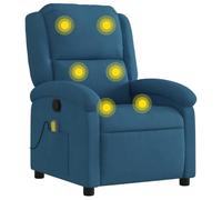 vidaXL Fauteuil de Massage Inclinable, Chaise de Relaxation avec Dossier, Siège avec Accoudoirs Rembourrés Salon, Moderne, Bleu Velours