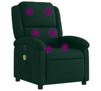 vidaXL Fauteuil de Massage Inclinable, Chaise de Relaxation avec Dossier, Siège avec Accoudoirs Rembourrés Salon, Moderne, Vert Foncé Velours