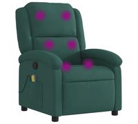 vidaXL Fauteuil de Massage Inclinable, Chaise de Relaxation avec Dossier, Siège avec Accoudoirs Rembourrés Salon, Moderne, Vert Foncé Velours