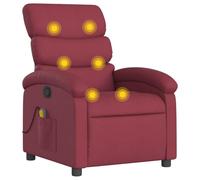 vidaXL Fauteuil de massage inclinable – Chaise relaxation avec repose-pied, Rouge bordeaux tissu