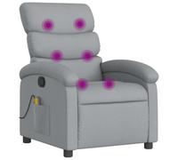 vidaXL Fauteuil de Massage Inclinable, Chaise de Relaxation avec Dossier, Siège avec Repose-Pied, Fauteuil TV de Salon, Moderne, Gris Clair Tissu