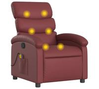 vidaXL Fauteuil de Massage Inclinable, Chaise de Relaxation avec Dossier, Siège avec Repose-Pied, Fauteuil TV de Salon, Moderne, Rouge Bordeaux Similicuir