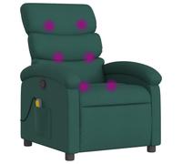vidaXL Fauteuil de Massage Inclinable, Chaise de Relaxation avec Dossier, Siège avec Repose-Pied, Fauteuil TV de Salon, Moderne, Vert Foncé Tissu