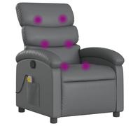 vidaXL Fauteuil de Massage Inclinable, Chaise de Relaxation avec Dossier, Siège avec Repose-Pied, Fauteuil TV de Salon, Moderne, Gris Similicuir