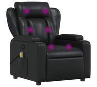 vidaXL Fauteuil de Massage Inclinable, Chaise de Relaxation avec Porte-gobelets, Siège avec Dossier et Accoudoirs Salon, Moderne, Noir Similicuir
